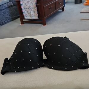 Stylish Black Bra with Silver Details